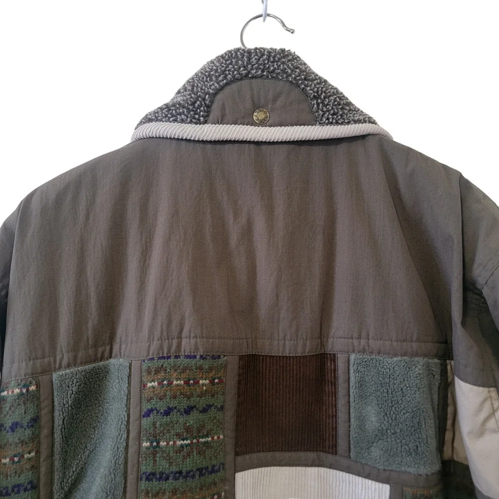 Izzi Genuine Rugged Patchwork Vintage Winter Puff Fleece Accent Corduroy Coat.